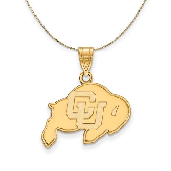 14k Yellow Gold U of Colorado Medium Mascot Necklace - 22 Inch - Picture 1 of 7
